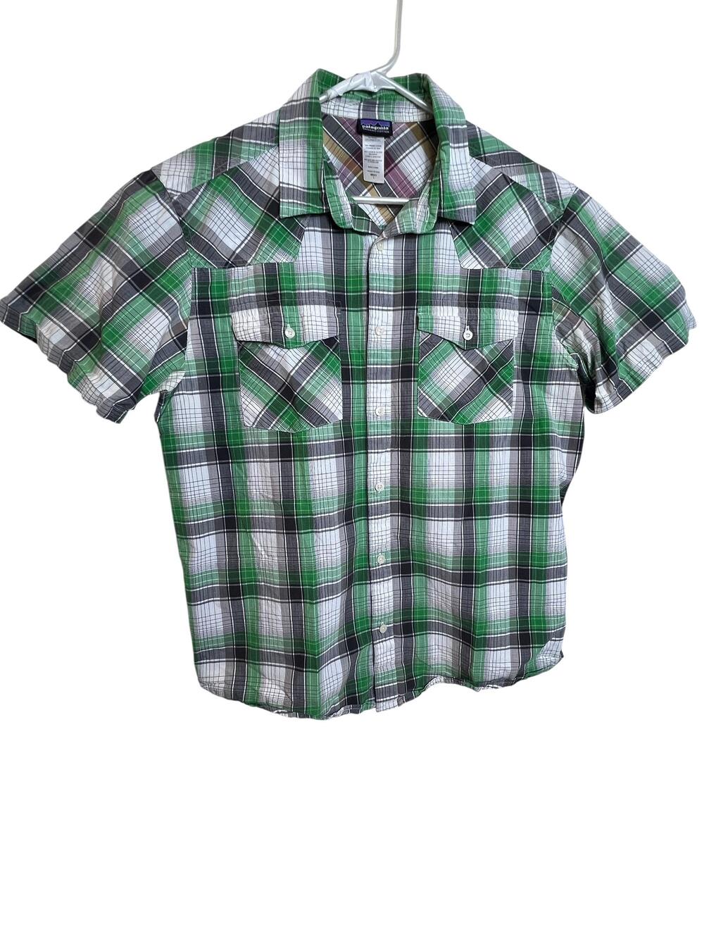 Patagonia Shirt Mens Large Plaid Western Pearl Snap Organic Cotton Outdoors